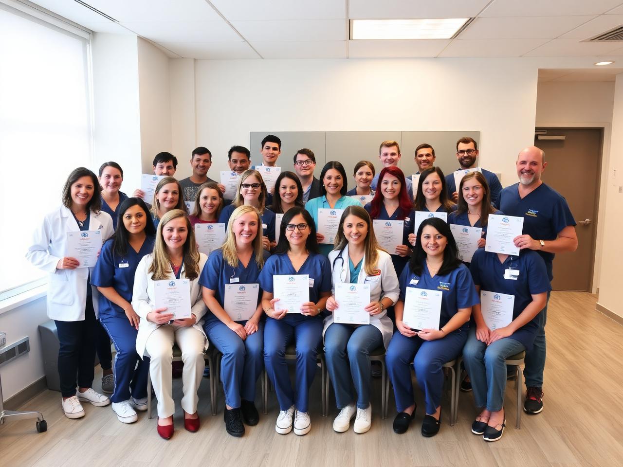 Turma de clínica certificada após treinamento